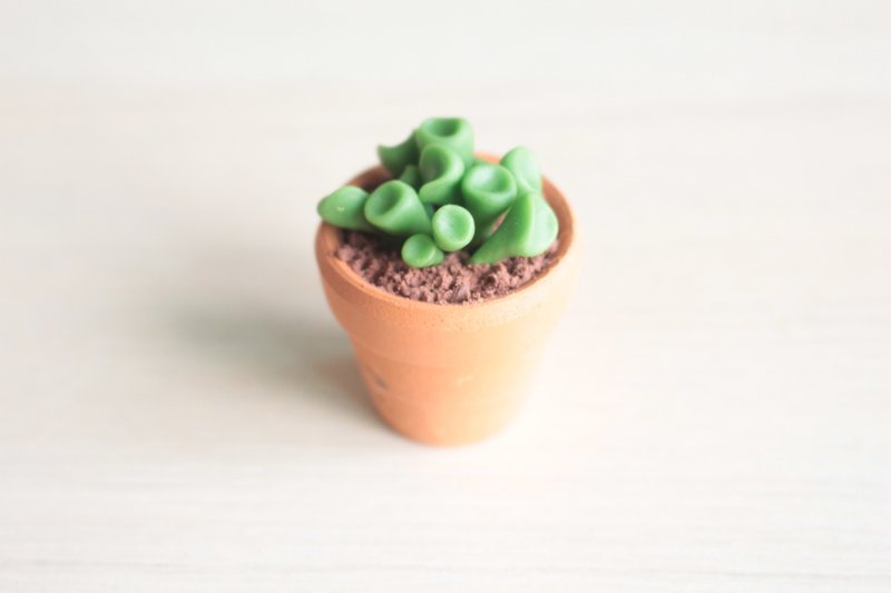 筒叶花月-史瑞克 仿真多肉黏土盆栽 - 植栽/盆栽 - 粘土 绿色