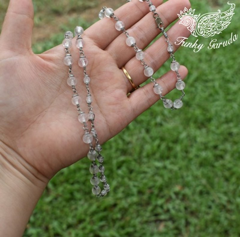 颜色温柔★乳白色石英珠线项链bn001 - 项链 - 宝石 