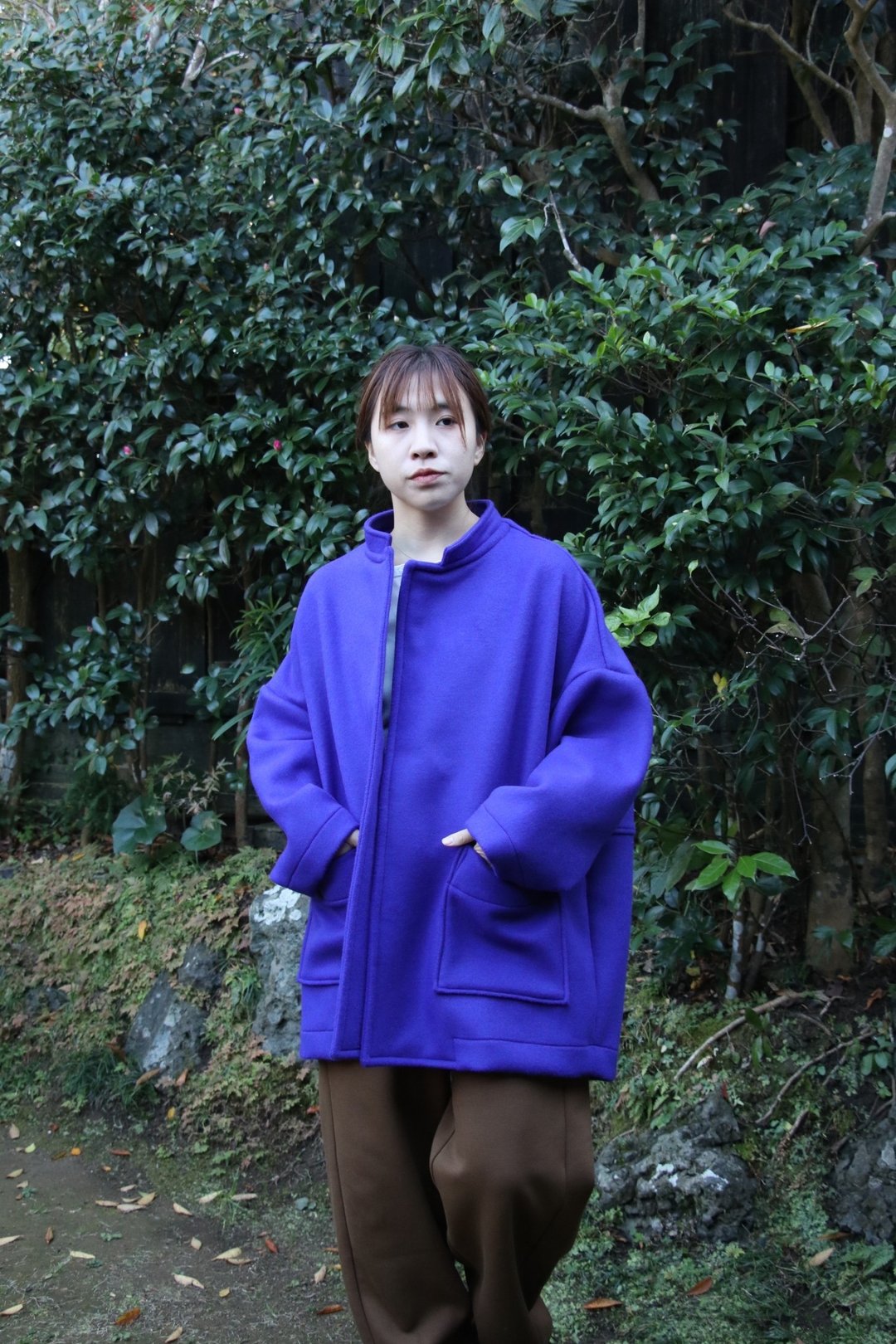 压克力材质衬衫领外套 (蓝色) - 女装休闲/机能外套 - 棉．麻 蓝色