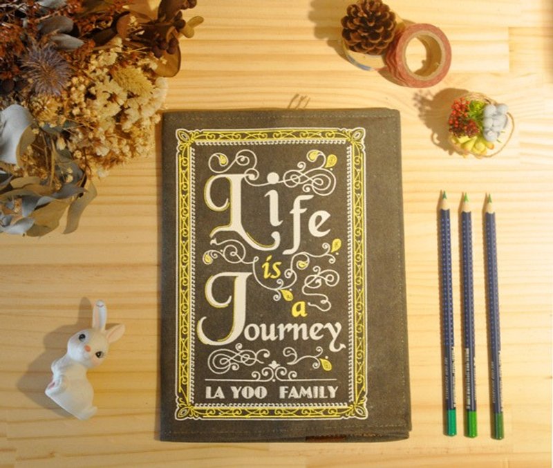 时光布书衣│人生就是一场旅行life is a journey.(水洗军绿) - 笔记本/手帐 - 棉．麻 绿色