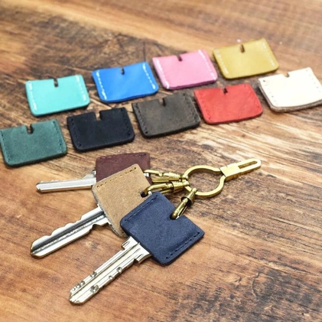 钥匙型钥匙扣 3连钥匙圈 皮革钥匙套 黄铜 keycover - 钥匙链/钥匙包 - 其他金属 多色