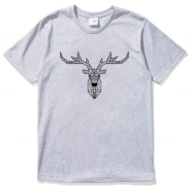 Deer Geometric 短袖T恤 灰色 几何 鹿 宇宙 设计 自创 品牌 银河系 时髦 圆 三角形 - 男装上衣/T 恤 - 棉 灰色