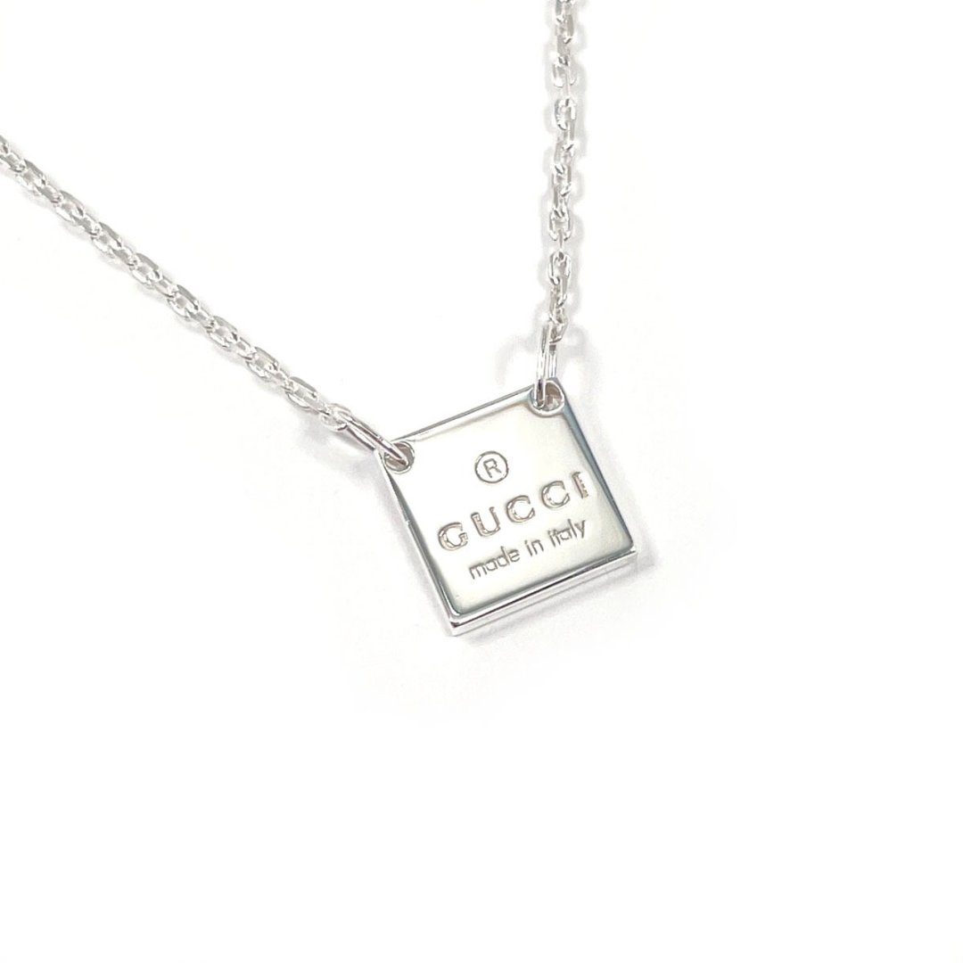 【日本直运 二手美品】GUCCI 项链 方形 标志压印饰牌 925 银 饰品 抛光处理 - 项链 - 纯银 银色