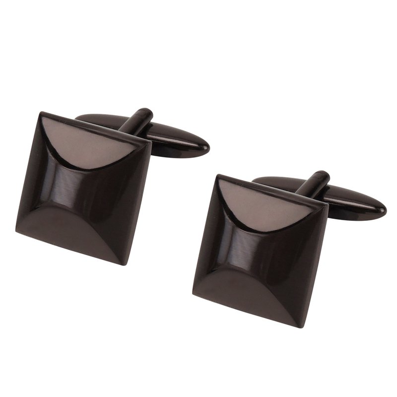 棕色亮面间拉丝袖扣 - 袖扣 - 其他金属 咖啡色