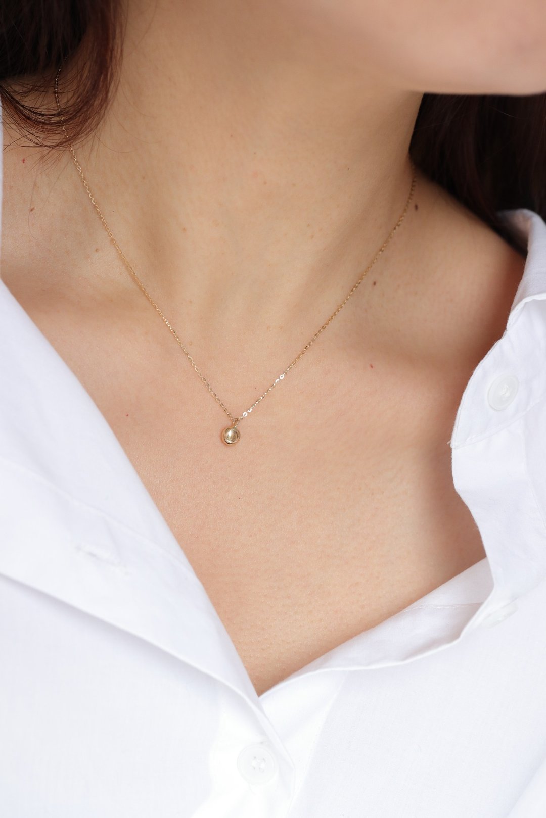 14K Gold Bean Necklace 金豆豆项链 - 项链 - 贵金属 金色