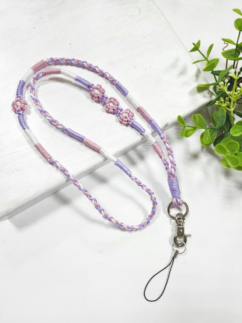 Paris*Le Bonheun。细绳的缠绕。编织手腕绳。颈绳(小清新花花儿) - 挂绳/吊绳 - 尼龙 多色