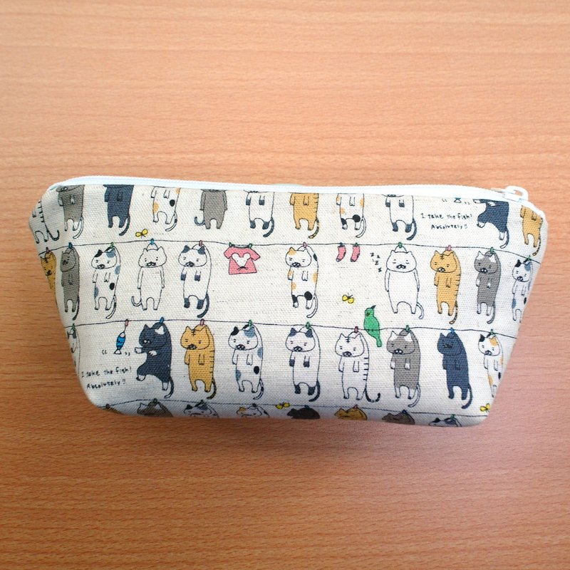 晒猫咪◎笔袋◎MIX - 铅笔盒/笔袋 - 棉．麻 白色