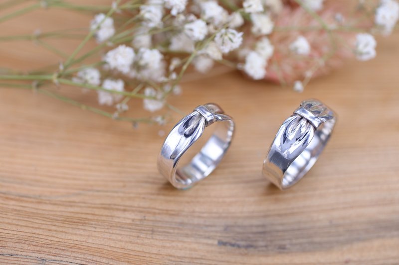 925纯银 爱的礼物 领结造型银戒 - 对戒 - 其他金属 银色