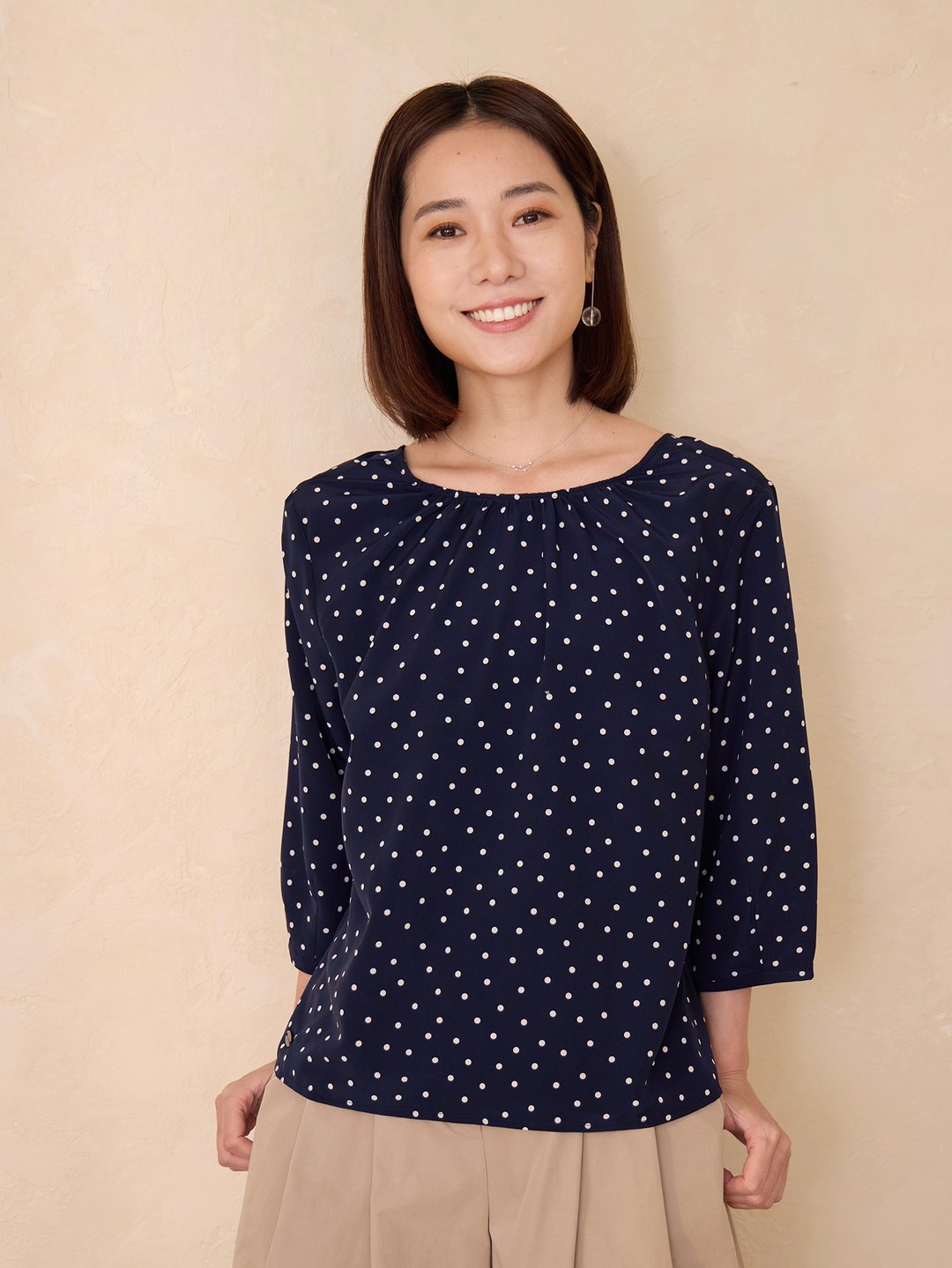 光影谜底七分袖上衣-星河 - 女装上衣 - 其他人造纤维 蓝色