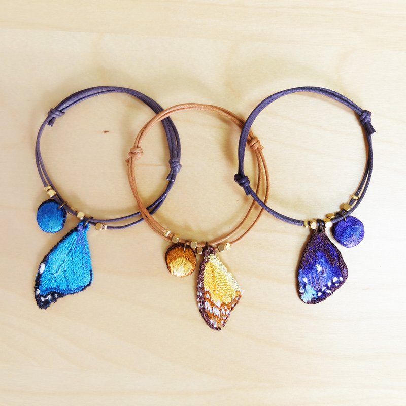 刺绣 蝶羽点点手链 / 紫斑 桦斑 蓝闪 - 手链/手环 - 绣线 多色