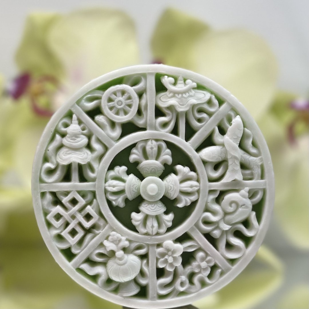 快速出货 八宝吉祥(圆) 平安香氛皂(绿) 精油皂 手工皂 防疫洗手 - 肥皂/手工皂 - 其他材质 白色