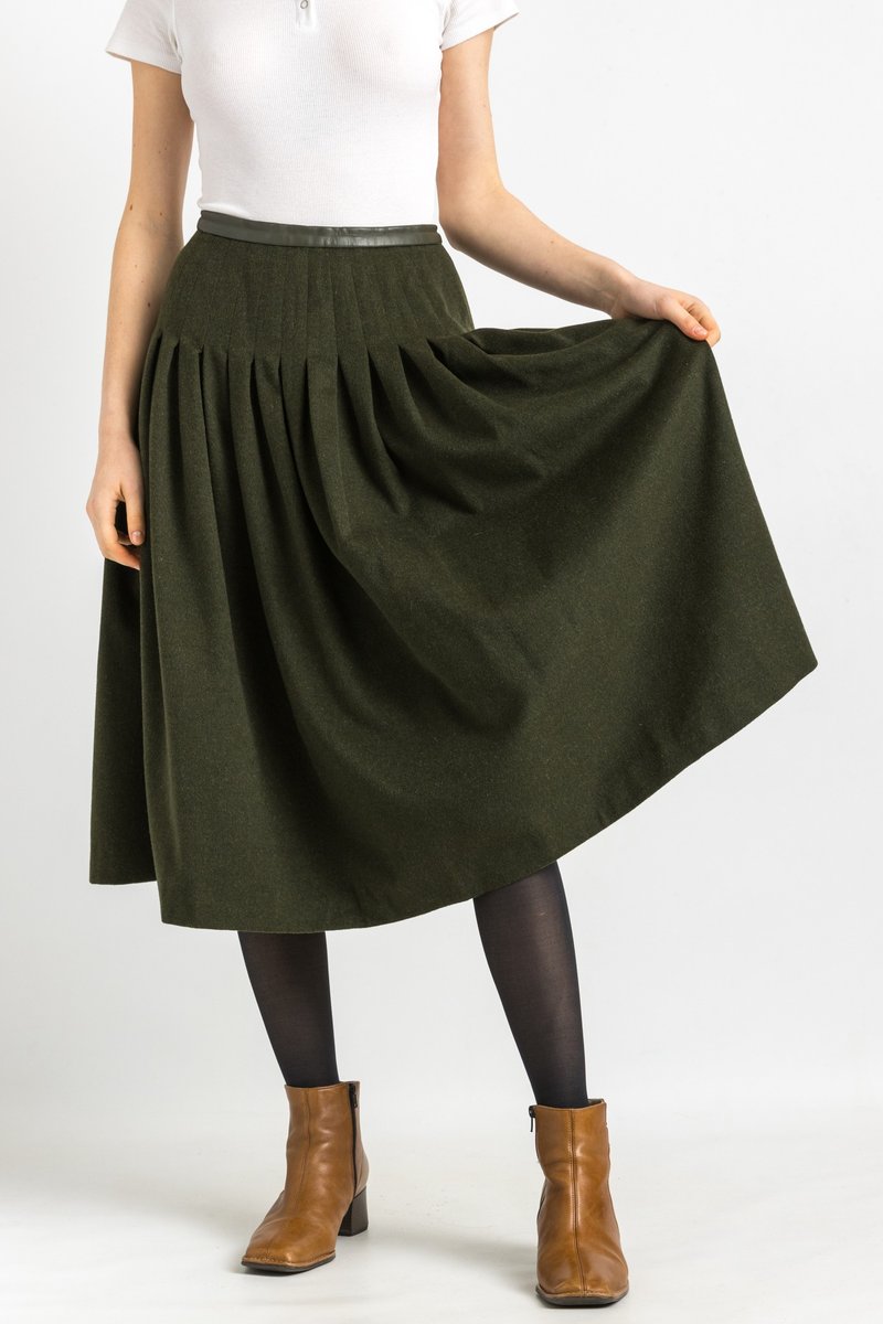 80年代 JIL SANDER 羊毛品牌 VINTAGE 1980年代 裙子 M 号 6156 - 裙子 - 羊毛 绿色