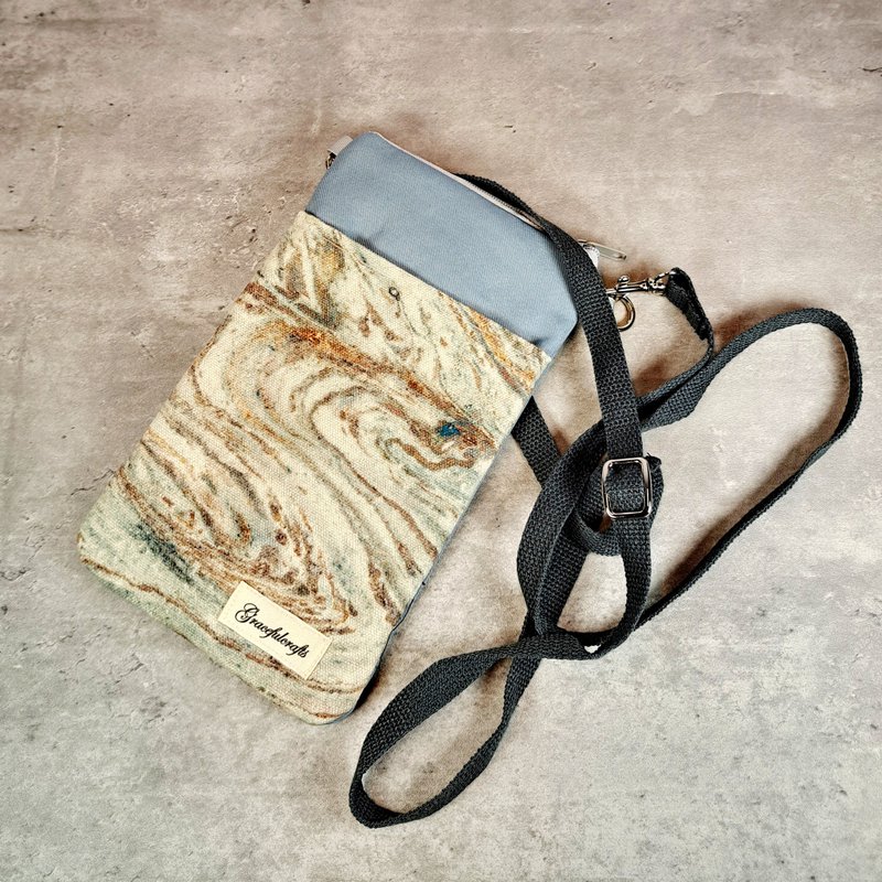 电话斜背包/手机袋 / 手机包 /轻便肩背包【漂染系列: PBC-2505】 - 侧背包/斜挎包 - 棉．麻 灰色