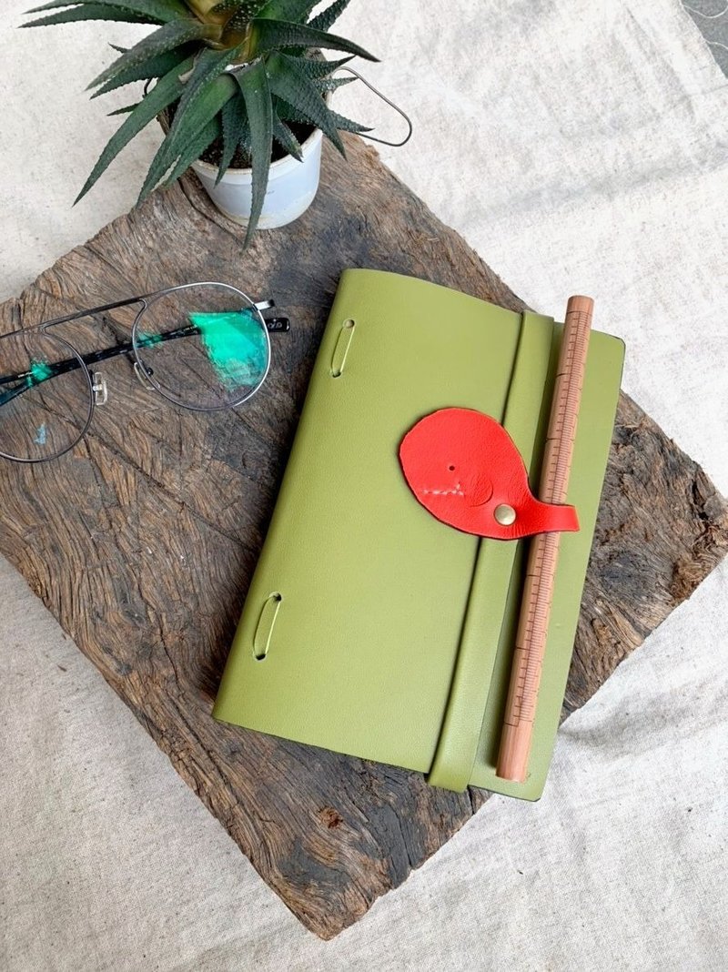 飘洋鲸鱼手札本-草绿-手帐本 - 笔记本/手帐 - 真皮 绿色