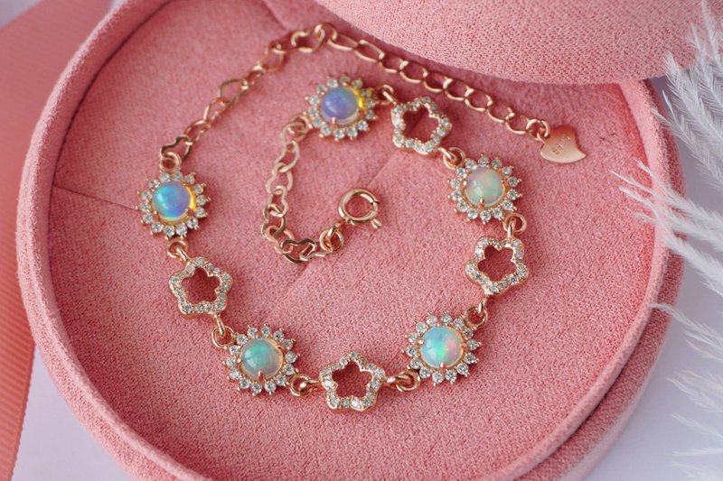 Natural Opal Bracelet Silver925 with rosegold plated. - 手链/手环 - 纯银 多色