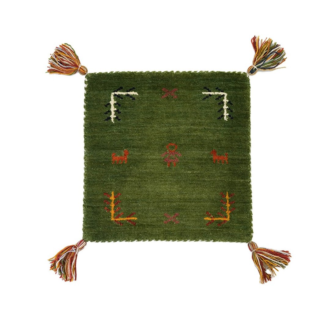tribal symbol mats_green 彩色复古系打印度手工小毯 - 地垫/地毯 - 羊毛 绿色