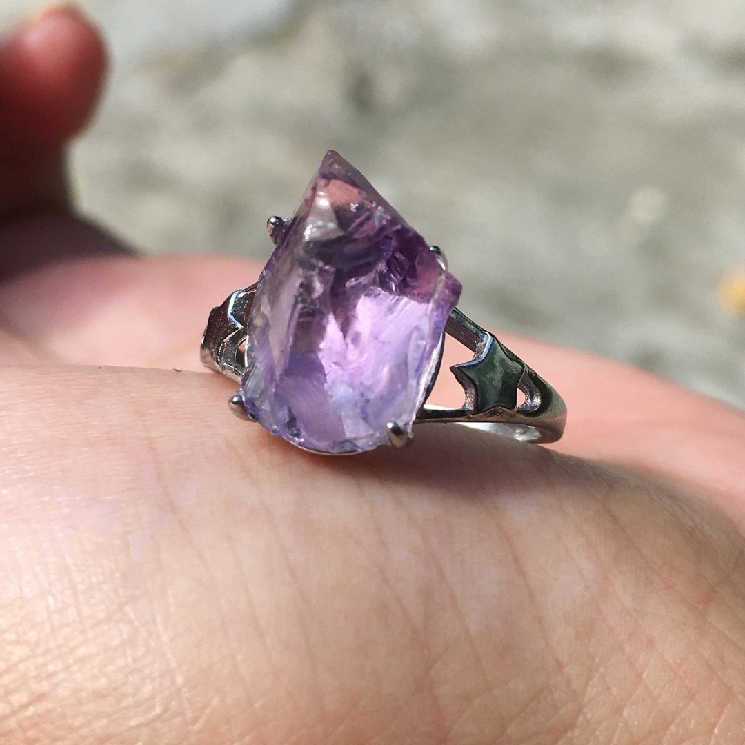 【Lost and find】原石  薰衣草 紫水晶 标本 指环 - 戒指 - 宝石 紫色