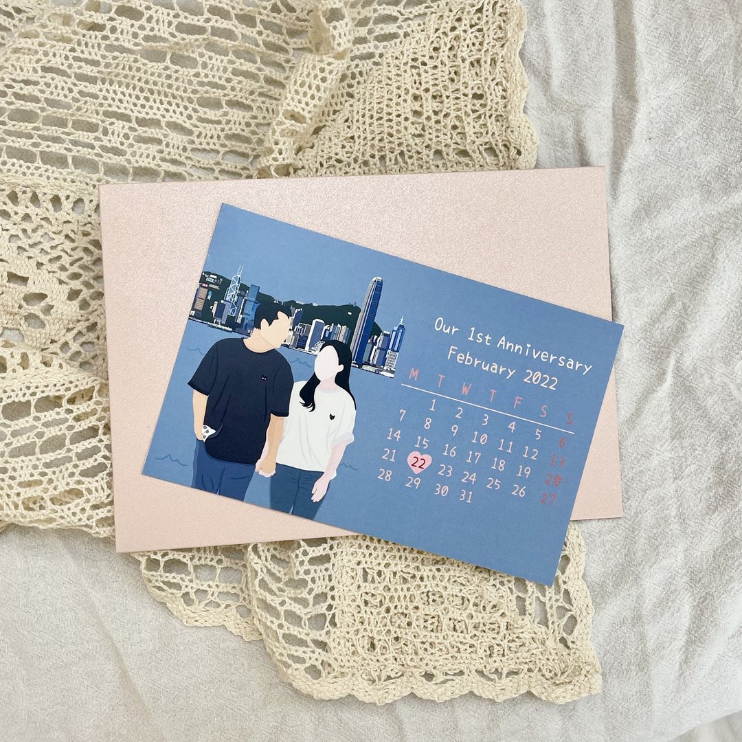 似颜绘日历心意卡 生日卡 明信片 感谢卡 - 卡片/明信片 - 纸 多色