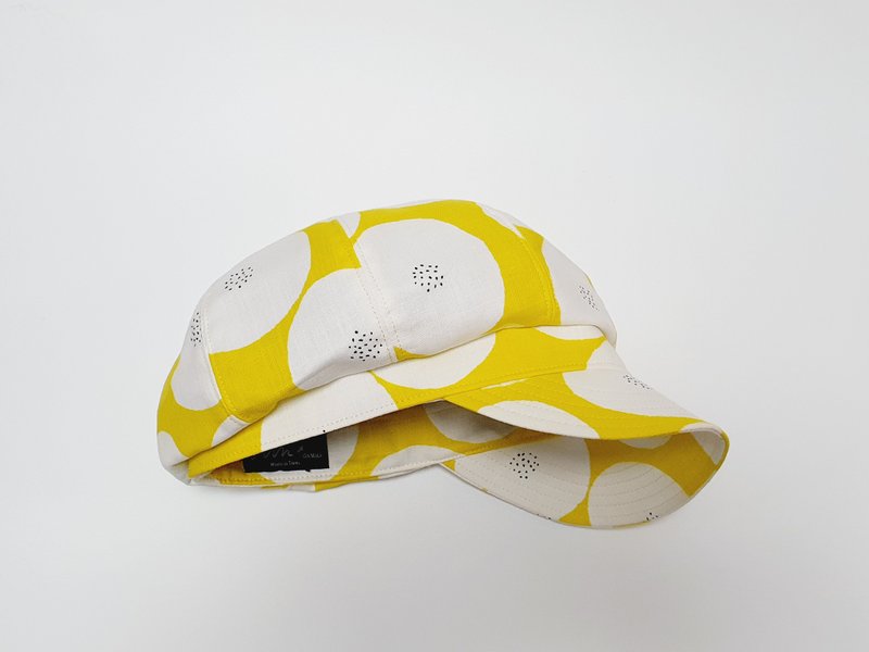 【HiGh MaLi】报童帽/宽帽沿/黄白红豆饼/日本设计师布#生日礼物 - 帽子 - 棉．麻 黄色