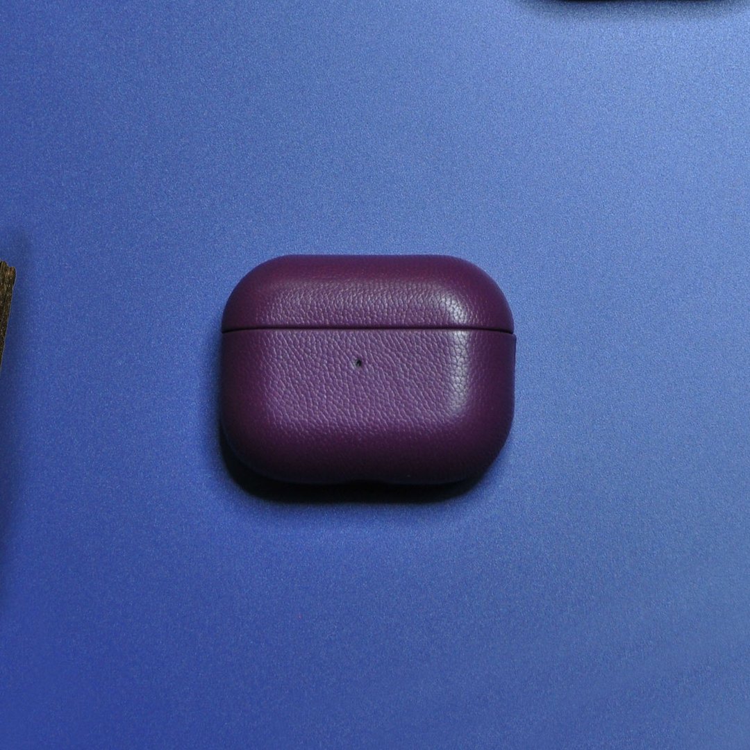 AirPods 4/3/Pro/Pro2 真皮 耳机保护套 配色 Grape 葡萄 刻名 - 耳机 - 真皮 紫色