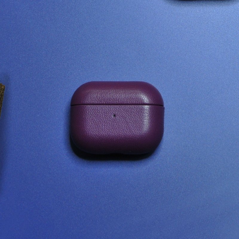 AirPods 4/3/Pro/Pro2 真皮 耳机保护套 配色 Grape 葡萄 刻名 - 耳机 - 真皮 紫色