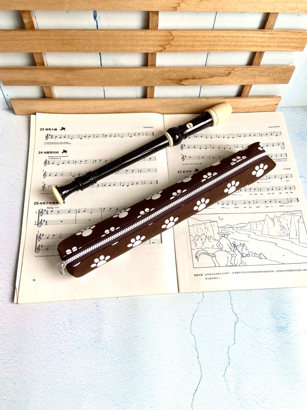 脚印高音直笛袋 日本棉布制作 新年 开学 交换礼物 直笛漂亮的家 - 铅笔盒/笔袋 - 棉 