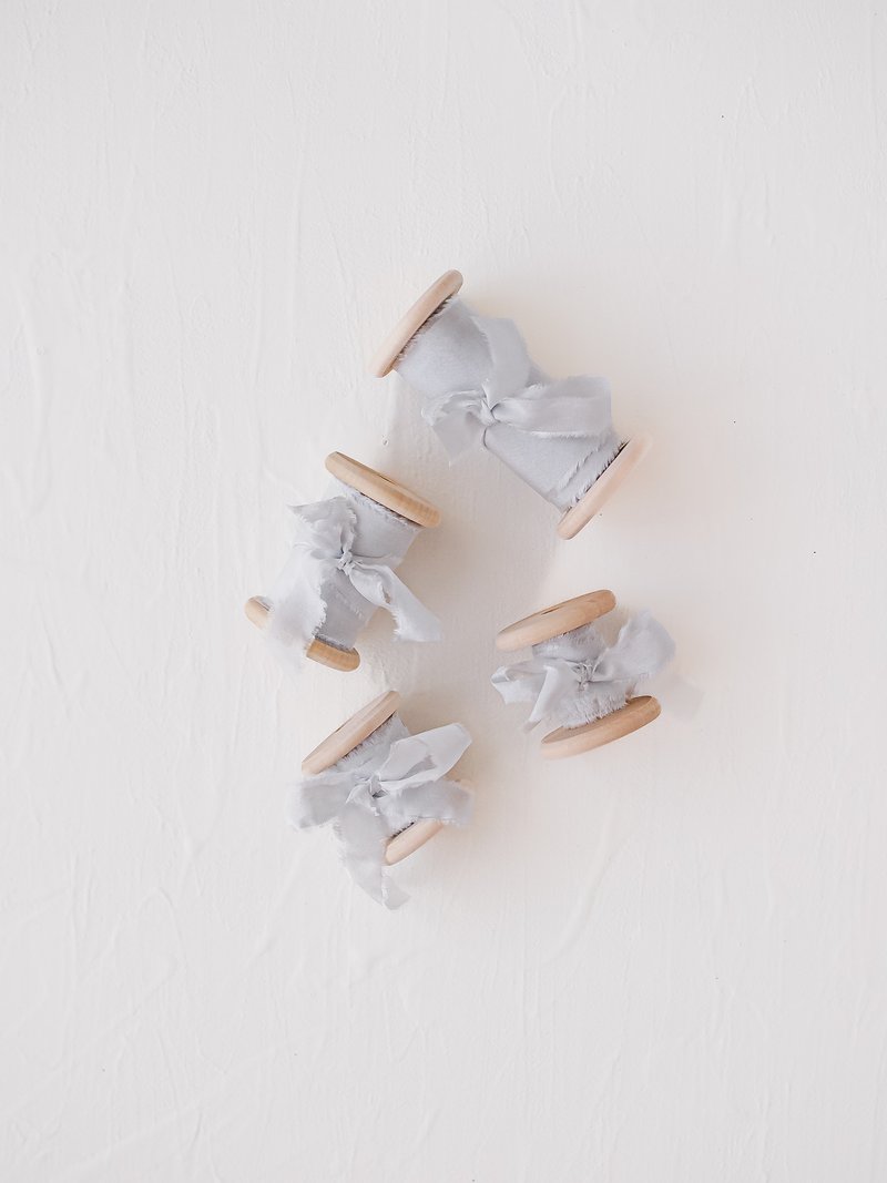 Silver Gray / Hand Dyed Original Silk Ribbon - 包装材料 - 丝．绢 