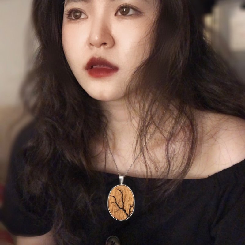 木树系列 I 桧木纯银吊坠 - 项链 - 纯银 卡其色
