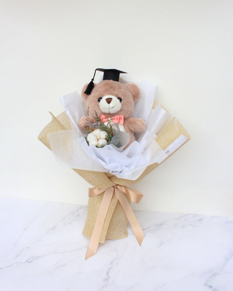 【深棕毕业熊花束】毕业花束 / 情人花束 / 干燥花束 / 毕业熊 - 干燥花/捧花 - 植物．花 咖啡色