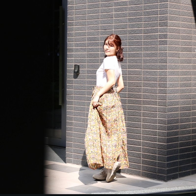 印度丨民族半裙-姜蜜茶 - 裙子 - 棉．麻 橘色