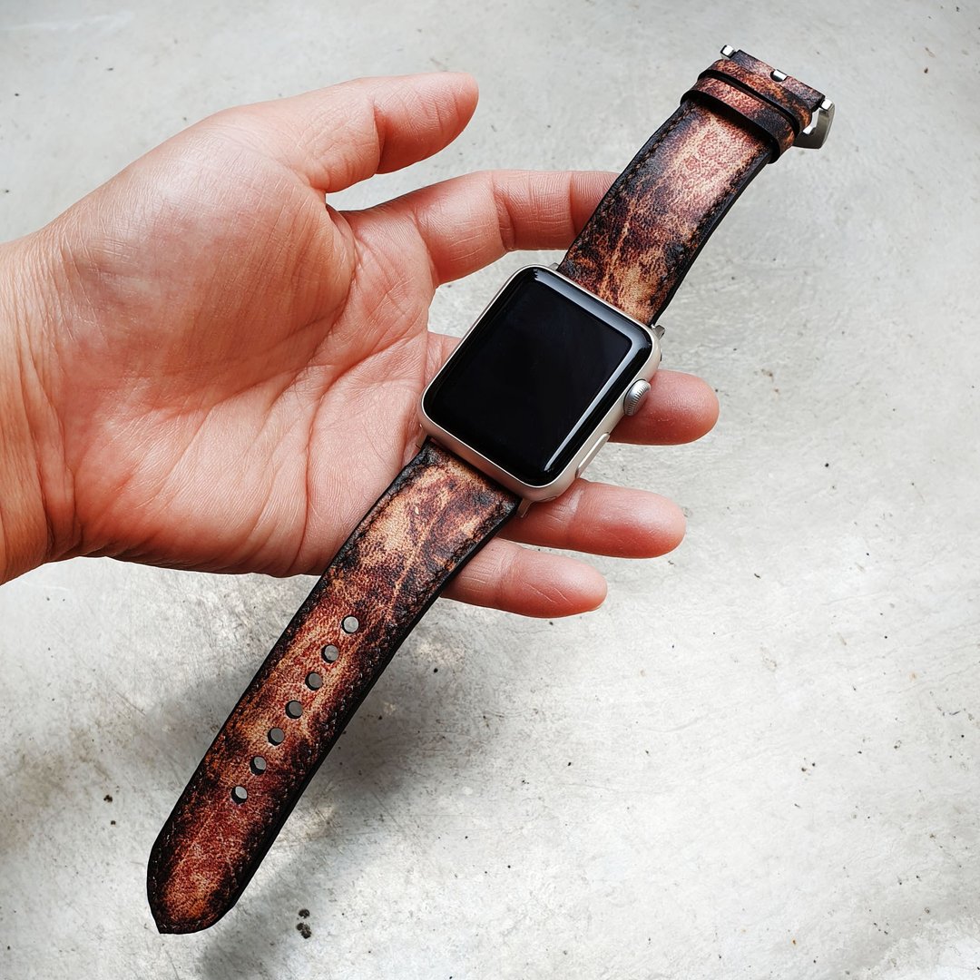 Vintage Apple Watch Band手工系列5系列4系列3系列2系列1 - 表带 - 真皮 咖啡色