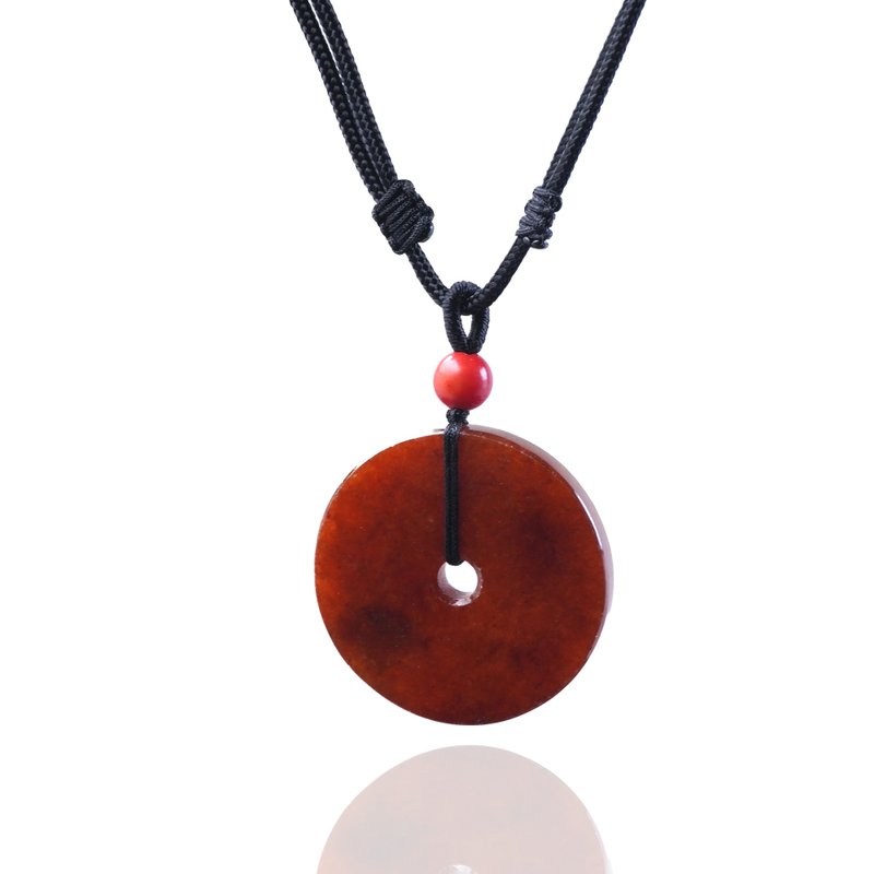 【愿·平安】冰种红翡翡翠平安扣项链 | 天然缅甸玉翡翠A货 |送礼 - 项链 - 玉石 红色