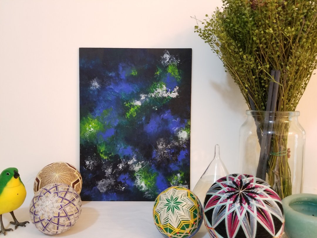 画品 手绘 压克力彩 木板画 Acrylic Paint 夜林幽 - 海报/装饰画/版画 - 颜料 蓝色