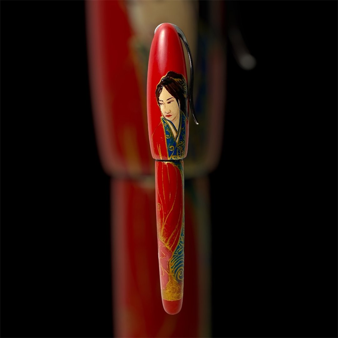 3952 老山羊 - 天然漆彩绘笔 那鲁湾 苏幕凝香 玫瑰金书法钢尖钢笔 - 钢笔 - 其他材质 