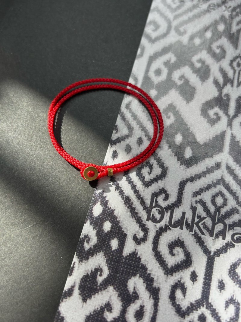 本命年新品 LUCKY RED金属铜元素红色手工编织双层手绳 节日礼物 - 手链/手环 - 其他材质 红色