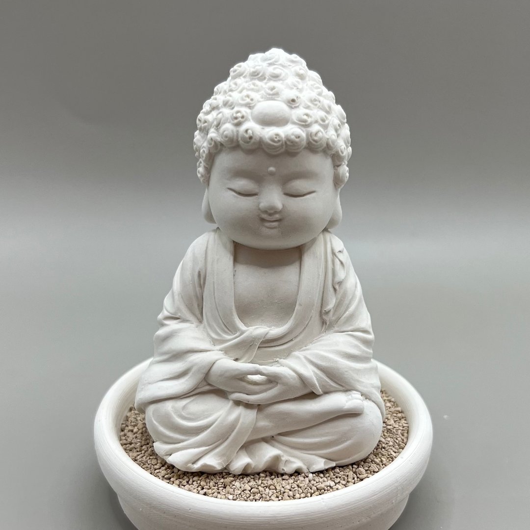 佛像摆饰 净念吉祥小佛之育德 小盘套组 艺术香氛扩香 居家美学 - 摆饰 - 水泥 白色