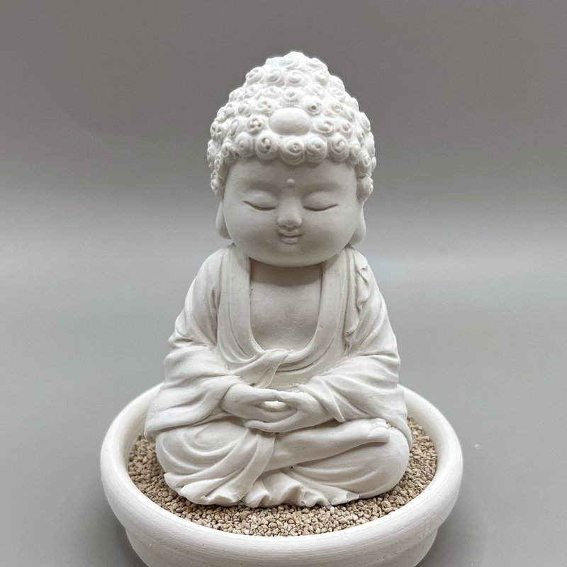 佛像摆饰 净念吉祥小佛之育德 小盘套组 艺术香氛扩香 居家美学 - 摆饰 - 水泥 白色