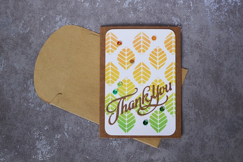 Apu手工卡 层渐色叶子感谢卡 万用卡 THANK YOU - 卡片/明信片 - 纸 
