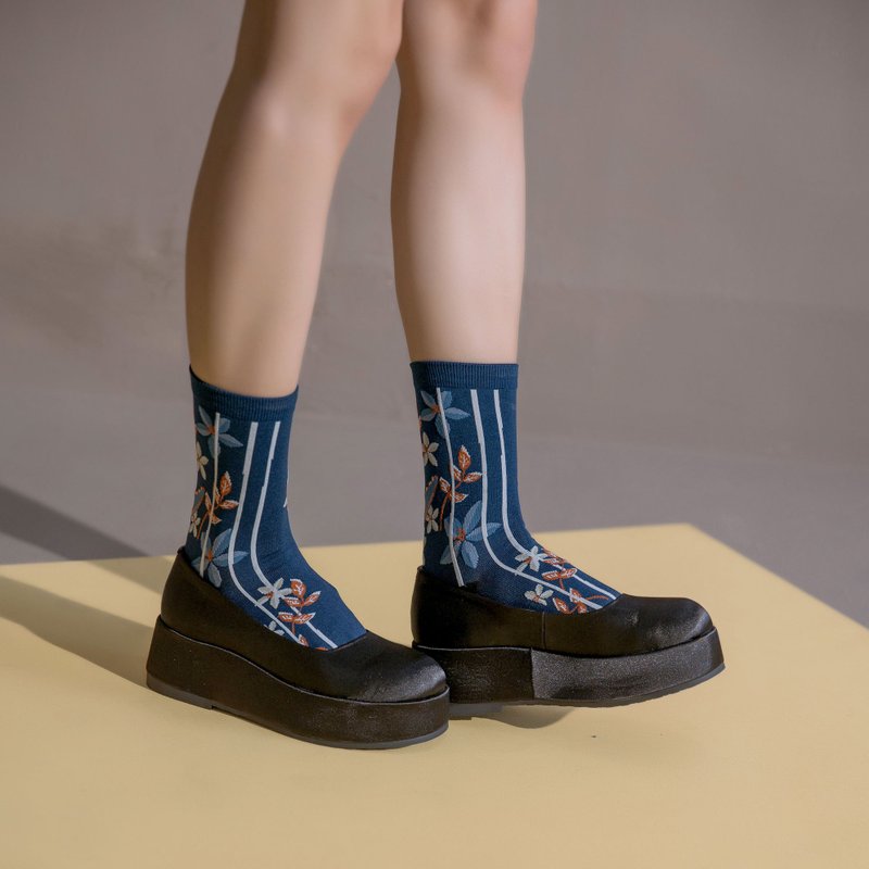 【恐龙与花】机能设计袜(女款) - 袜子 - 其他材质 蓝色