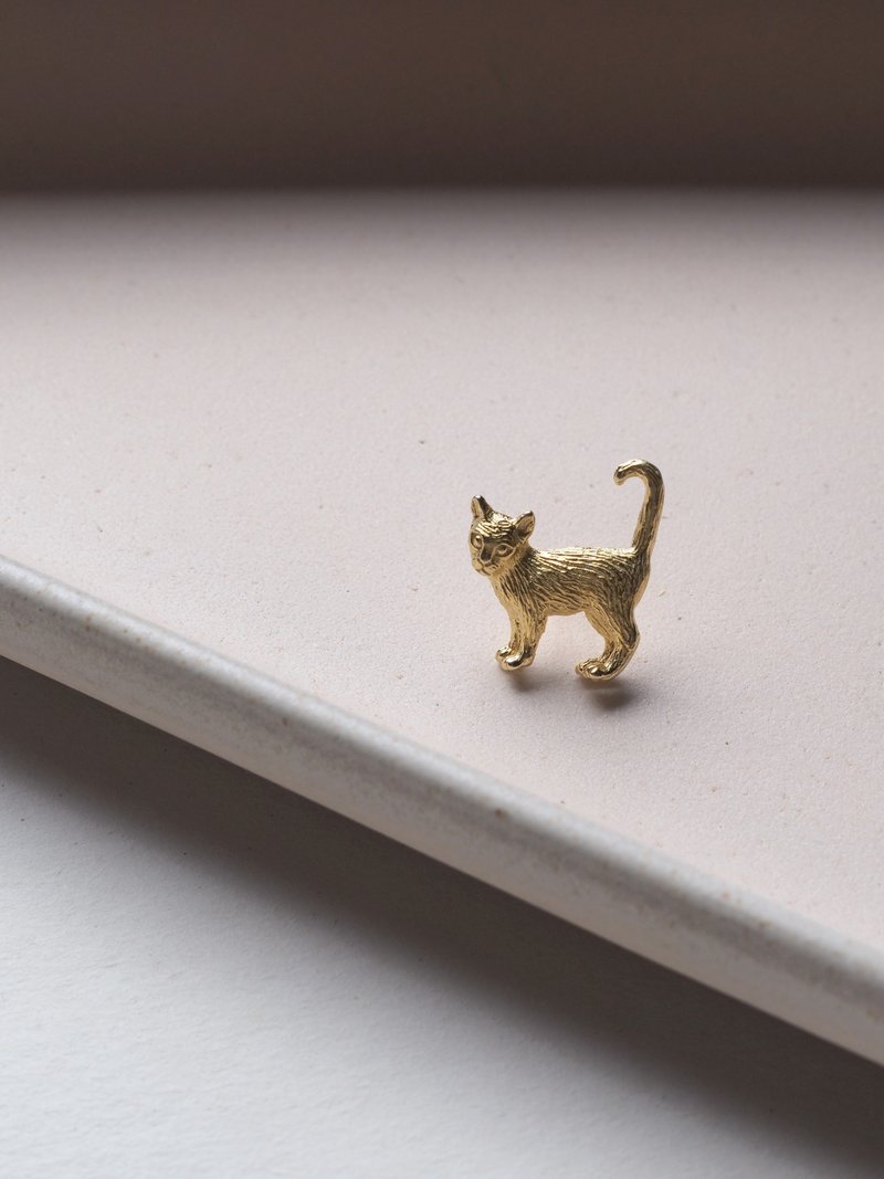 站立猫耳环，纯银耳环，猫耳耳环，单边耳环。 - 耳环/耳夹 - 纯银 金色