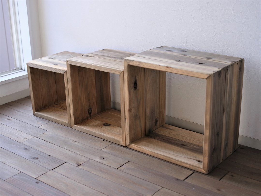 wood BOX set - 书架/书挡 - 木头 卡其色
