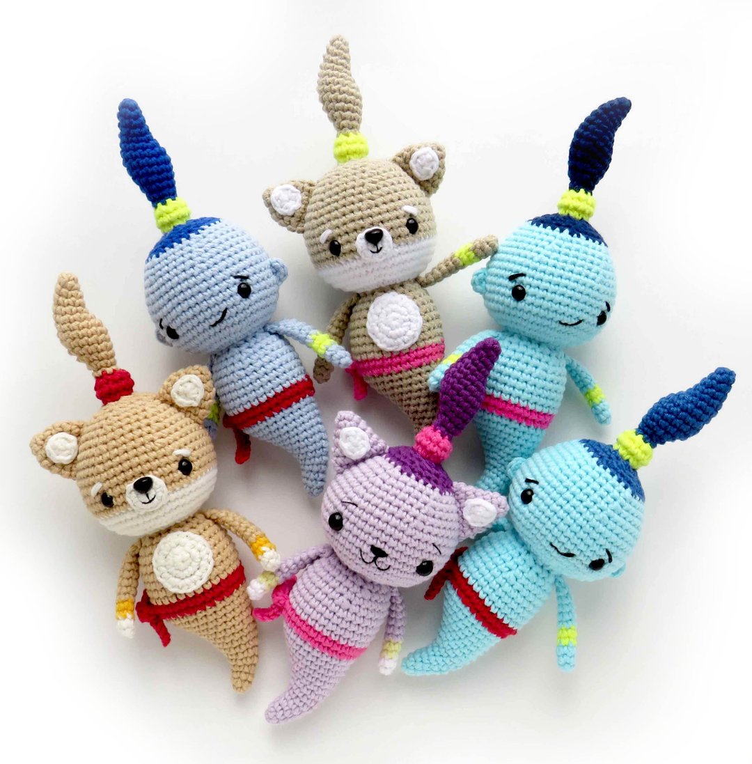 Set of 3 Crochet Patterns  Amigurumi Little Genie, Cat Genie, Dog Genie - 手工艺教程/工具书 - 其他材质 