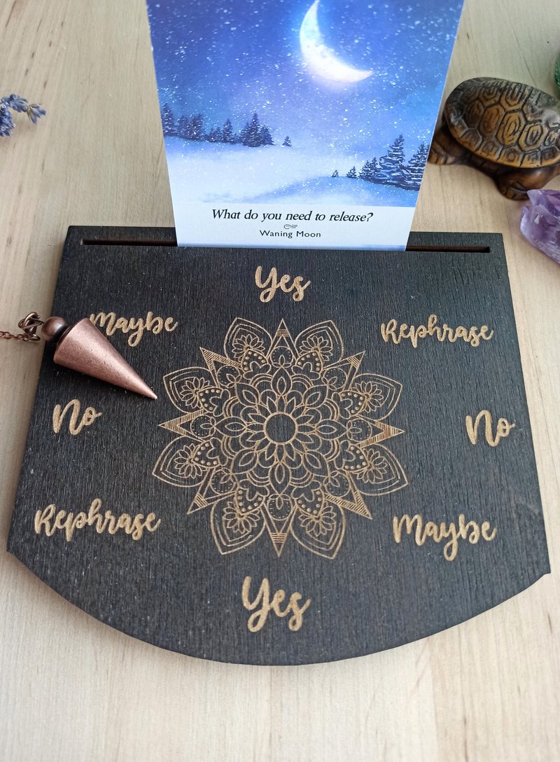 曼陀罗摆锤板用于解答问题并作为塔罗牌夹。旅行祭坛 - 摆饰 - 木头 