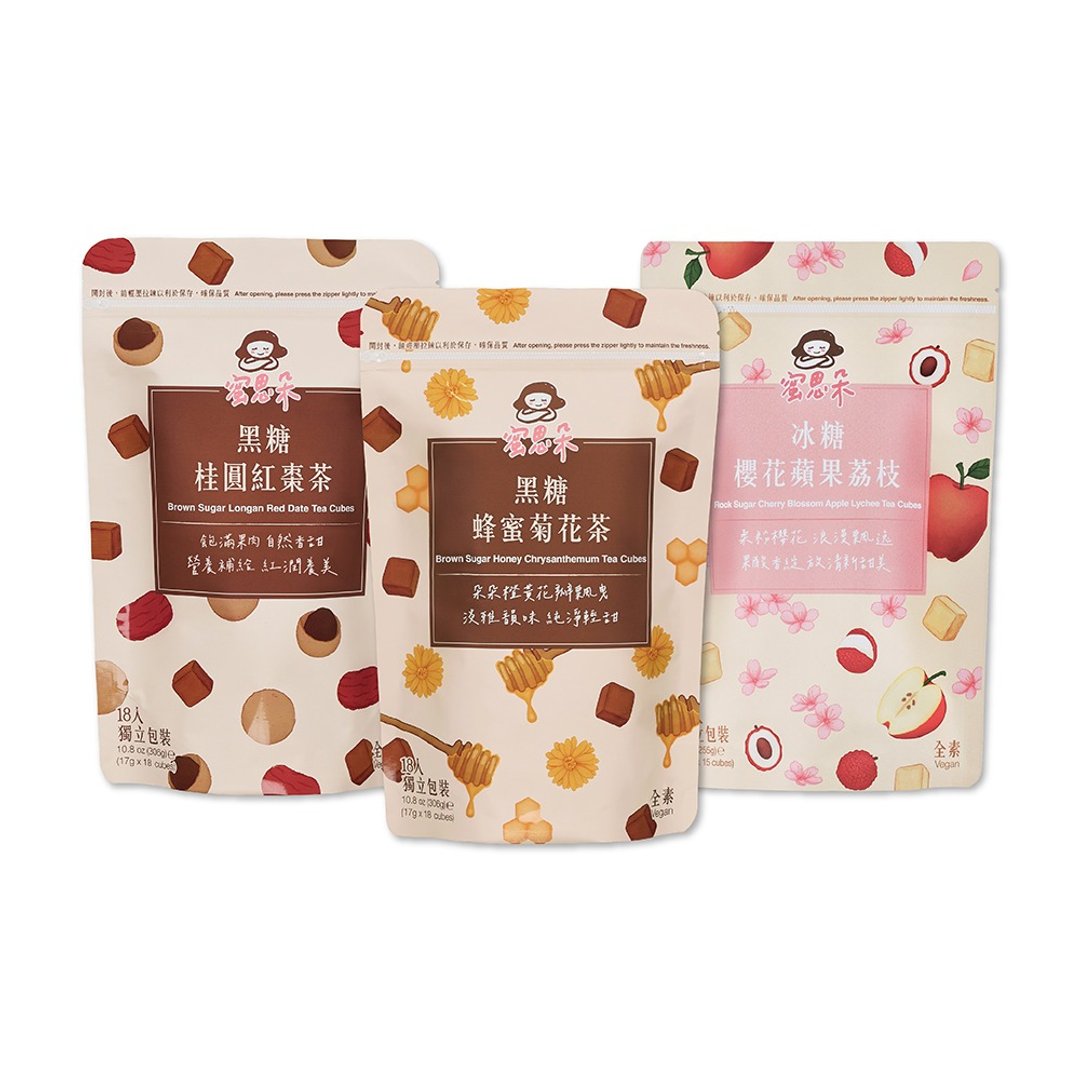 黑糖茶砖 蜜友尝鲜组－经典系 (桂圆红枣/蜂蜜菊花/樱花苹果荔枝) - 蜂蜜/黑糖 - 其他材质 橘色
