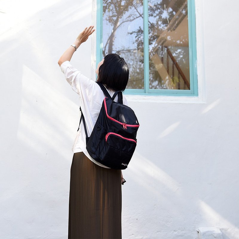 Boeffies 轻量大开口笔电后背包- 洗链黑 13寸笔电夹层  backpack - 后背包/双肩包 - 尼龙 黑色