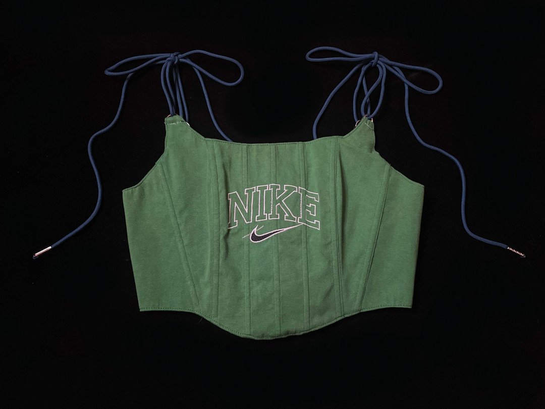 REGETHER 古着改制 NIKE 后绑带马甲 Corset-24 - 女装背心 - 棉 绿色