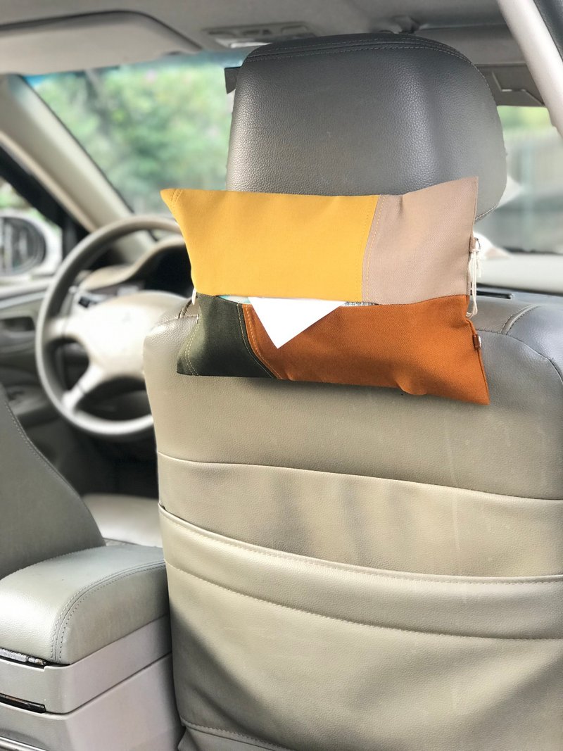 二用车用面纸套 / 色块拼接帆布面纸套 - 纸巾盒 - 棉．麻 多色