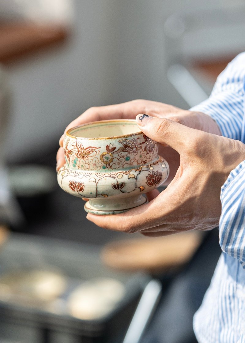 中华唐风 蝶舞梅间 釉上彩描金蝴蝶梅花纹仿古香炉型咖啡杯 - 咖啡杯/马克杯 - 陶 橘色