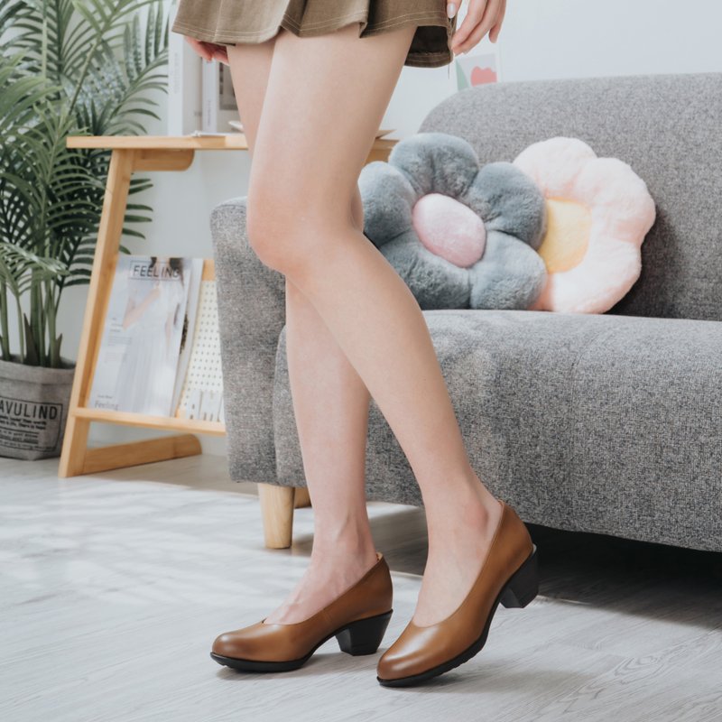 【气质优雅】MIT气质淑女鞋。真皮。棕7810 - 高跟鞋 - 真皮 咖啡色