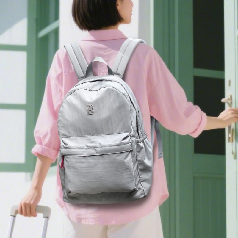 新布~１变２包。超轻柔感抗水收纳后背包组-灰_105418 - 后背包/双肩包 - 聚酯纤维 灰色